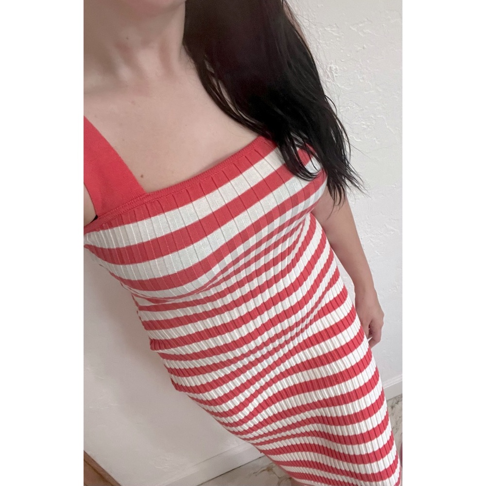 JustFab Sweater Midi Dress Calypso Coral/ Marshmallow